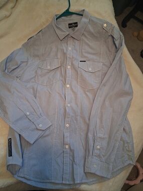 Marc Ecko Blue Striped Button-Up Shirt